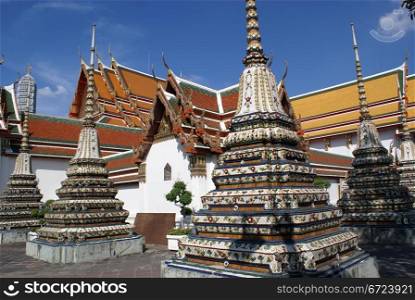 Stupas near temple in Wat Pho, Bangkok