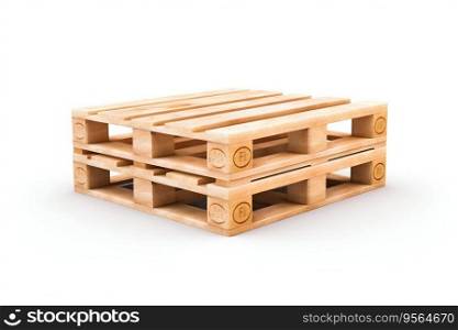 Sturdy Wooden Pallet Isolated on White Background. Generative ai. High quality illustration. Sturdy Wooden Pallet Isolated on White Background. Generative ai