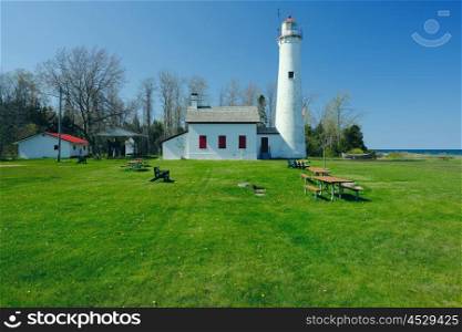 Sturgeon Point Lighthouse, built in 1869, Lake Huron, Michigan, USA