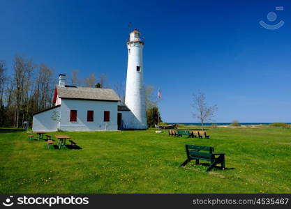 Sturgeon Point Lighthouse, built in 1869, Lake Huron, Michigan, USA