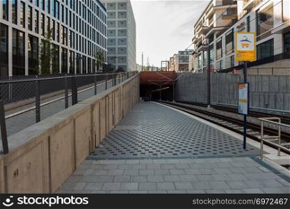 STUTTGART,GERMANY - SEPTEMBER 15,2018: Budapester Platz This is a part of the new subway station in the Europe district. It&rsquo;s near the Milaneo shopping mall.