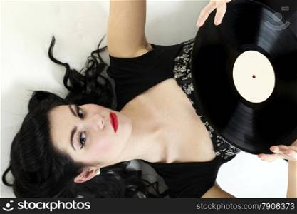 style Sexy phonography analogue record American Girl pin-up retro woman