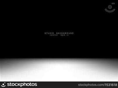 Stylish black gradient studio showcase room background with dark and light on wall texture abstract, empty space, can use for display your products. illustration Vector EPS 10
