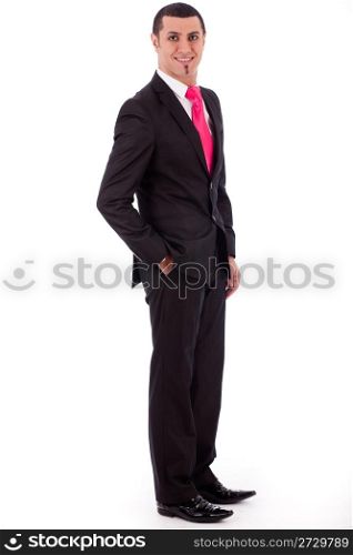 Stylish business man posing to the camera on a white isolated background