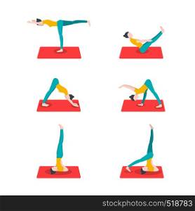 Stylish collection with yoga for healthy lifestyle design. Yoga illustration. Asana yoga pose. Active healthy lifestyle.