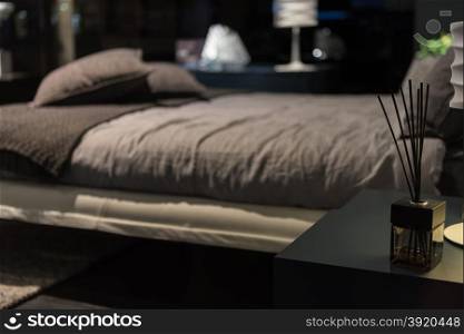 Stylish Dark Gray Double Bed in Minimalist Room