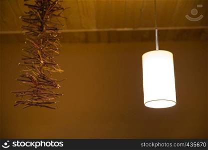 Stylish lamp at home, beutiful design. Home design photo. 2018