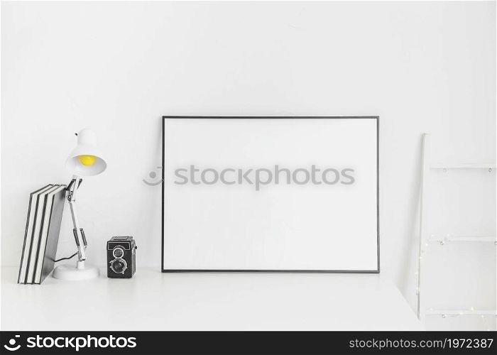 stylish minimalistic workplace white color with whiteboard. High resolution photo. stylish minimalistic workplace white color with whiteboard. High quality photo