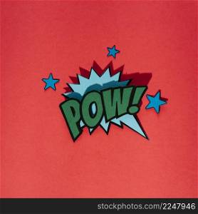 stylish retro comic speech bubble with pow text with star elements red background