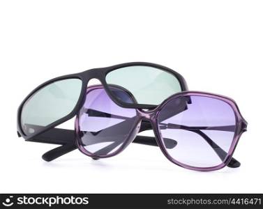 Stylish sunglasses pair isolated on white background cutout
