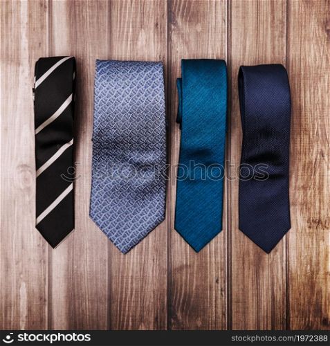 stylish ties wooden table. High resolution photo. stylish ties wooden table. High quality photo