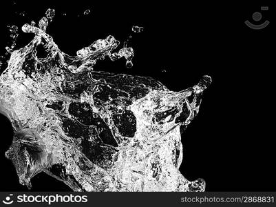 Stylish water splash. Isolated on black background