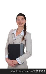 Stylish woman holding a folder