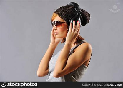 Stylish young girl with headphones
