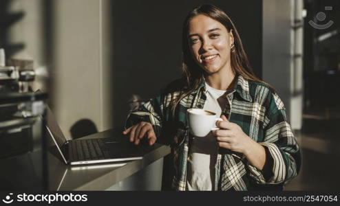 stylish young woman enjoying coffee 3