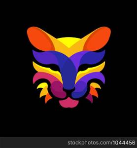 stylized Cat head face color vector style illustration