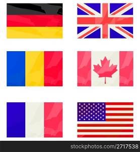stylized flags collection over white background