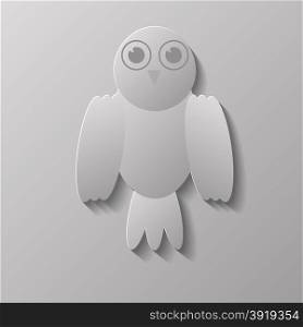 Stylized Grey Owl Bird Isolated on Grey Background. Grey Bird