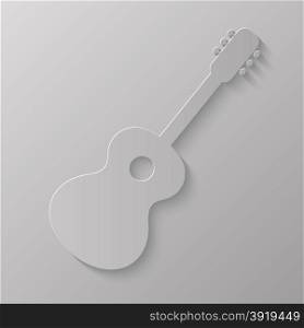 Stylized Guitar Silhouette Isolated on Grey Background. Guitar Silhouette