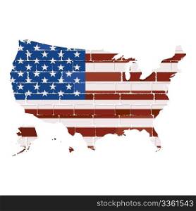 Stylized map and flag of USA