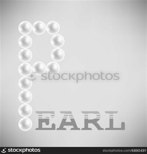 Stylized White Round Pearles Text Isolated on Grey Gradient Background. Stylized White Round Pearles Text