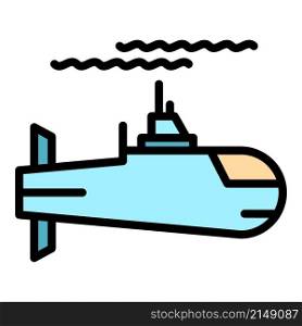 Submarine cargo icon. Outline submarine cargo vector icon color flat isolated. Submarine cargo icon color outline vector