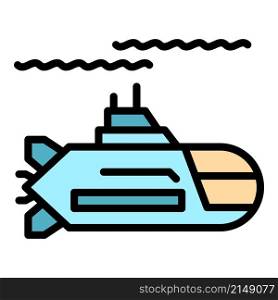 Submarine icon. Outline submarine vector icon color flat isolated. Submarine icon color outline vector