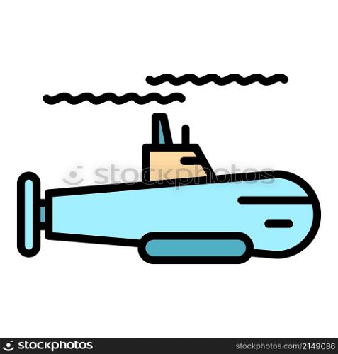 Submarine transport icon. Outline submarine transport vector icon color flat isolated. Submarine transport icon color outline vector