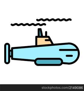 Submarine transport icon. Outline submarine transport vector icon color flat isolated. Submarine transport icon color outline vector