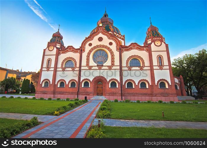 Subotica synagogue colorful morning view, Vojvodina region of Serbia