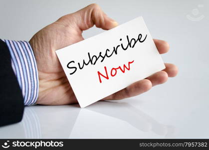 Subscribe now hand concept isolated over white background