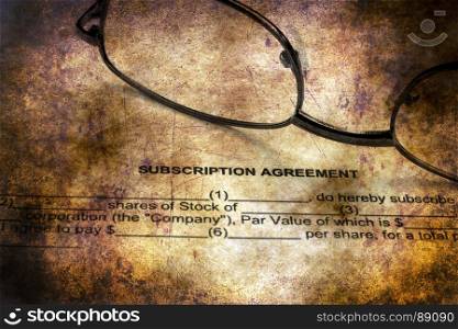Subscription agreement grunge concept
