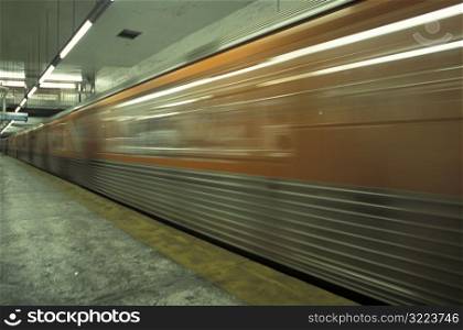 Subway Train Going Fast
