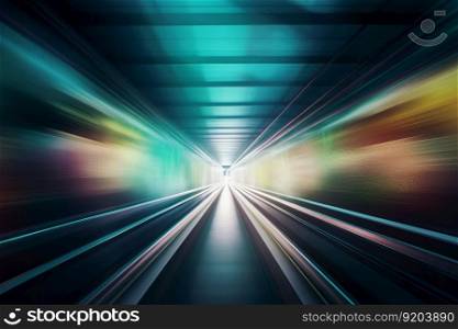 Subway tunnel motion. Fast motion. Generate Ai. Subway tunnel motion. Generate Ai