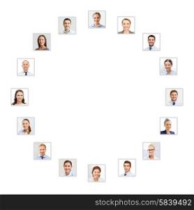success concept - many business people portraits in circle. many business people portraits in circle