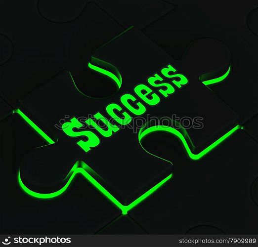 Success Glowing Puzzle Showing Successful Achievements And Determination
