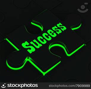 Success Glowing Puzzle Showing Successful Achievements And Determination