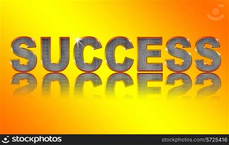 Success - golden letters over yellow background with reflection