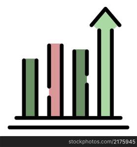 Success graph chart icon. Outline success graph chart vector icon color flat isolated. Success graph chart icon color outline vector