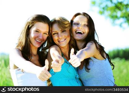 Success joy of girlfriends say hurray