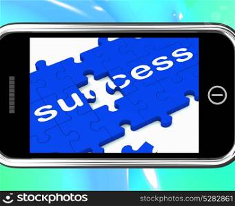 . Success On Smartphone Shows Successful Solutions And Accomplishment
