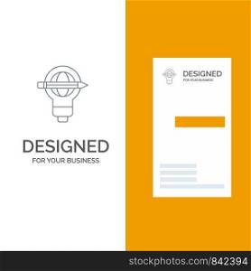 Success, Pen, Globe, Bulb, Light Grey Logo Design and Business Card Template