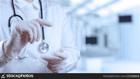 success smart medical doctor working with operating room as concept