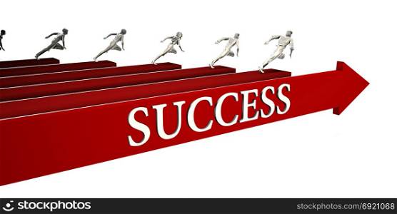 Success Solutions with Business People Running To Success. Success Solutions