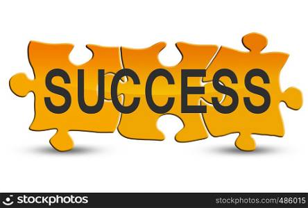 Success word on yellow puzzle isolated on white, 3D rendering