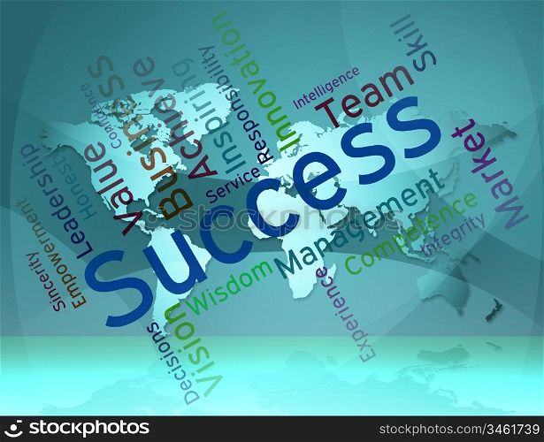 Success Words Representing Winning Triumph And Triumphant