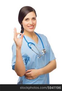 Successed doctor shows ok gesture isolated
