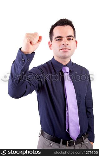 Successful business man, posing isolated over white