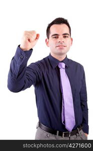 Successful business man, posing isolated over white