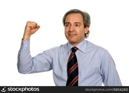 successful business man with arms isolated on white